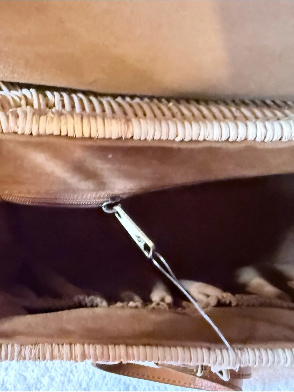 Patricia Nash Brown Leather & Natural Wicker Top-Handle Satchel